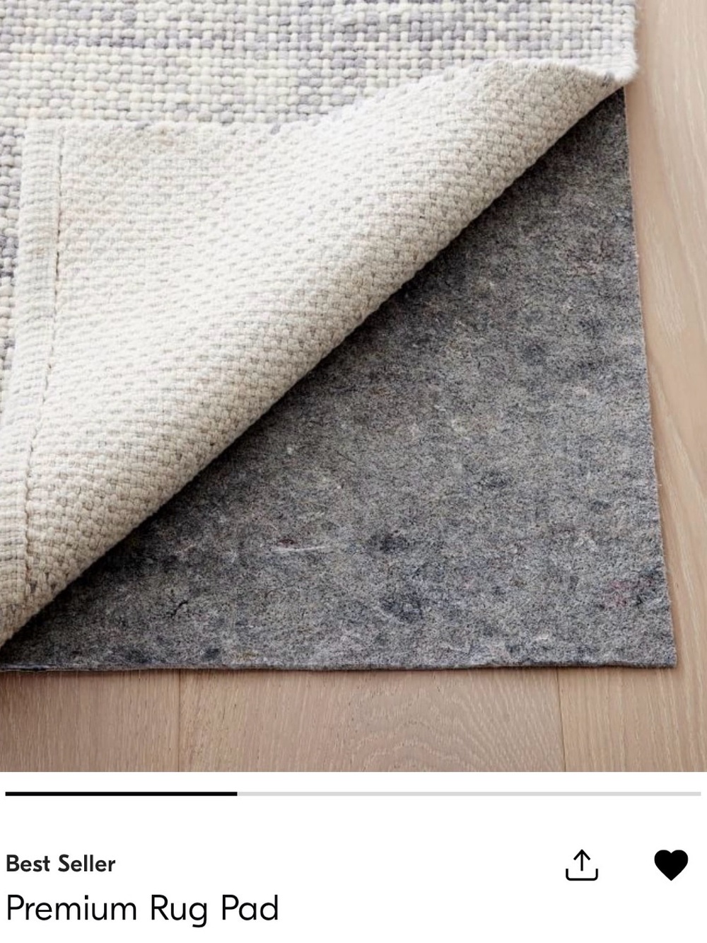 Brand New West Elm Premium Cushion Rug Pad for runner for rug 2.5 ft x 7 ft